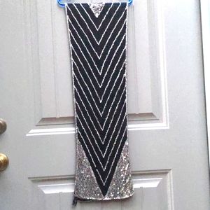 "ATG" Vintage Black Silver Glitter Sequin Scarf
